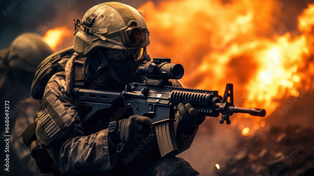 Special Forces team on the battlefield Special Forces team on the battlefield