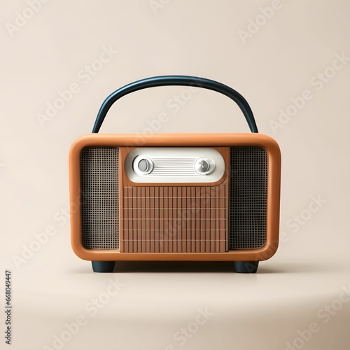Retro radio. 3d illustration. Vintage style.