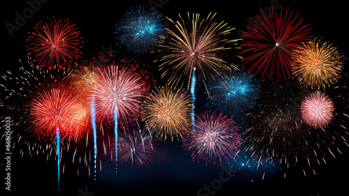 Beautiful colorful fireworks to celebrate Happy New Year and Merry Christmas.