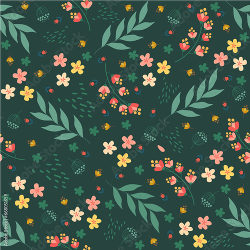 floral pattern green