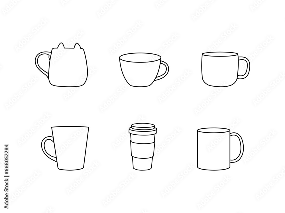 Vector line icons collection of cup. Vector outline pictograms isolated on a white background. Line icons collection for web apps and mobile concept. Vector line icons collection of cup. Vector outline pictograms isolated on a white background. Line icons collection for web apps and mobile concept.
