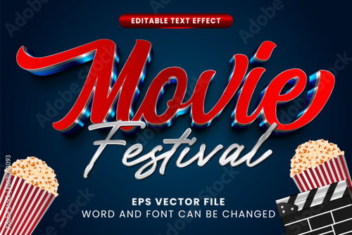 Movie festival 3d editable vector text effect