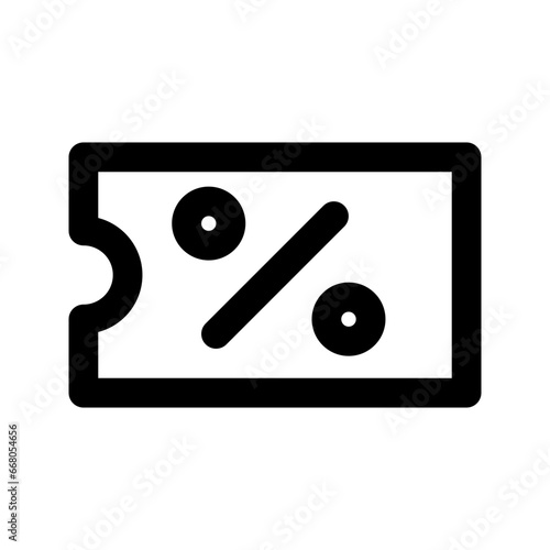 Discount coupon vector icon. Black illustration isolated on white background.