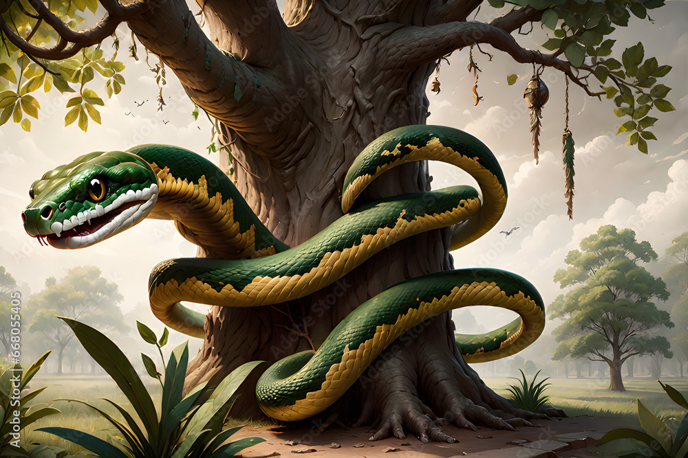 Fototapeta premium snake in the woods Generative AI 