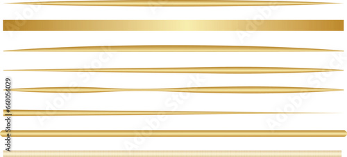 Gold border lines isolated on a white background