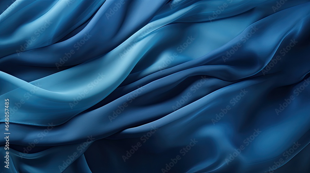 Fototapeta premium The exquisite texture of the blue fabric is artfully depicted as a background.