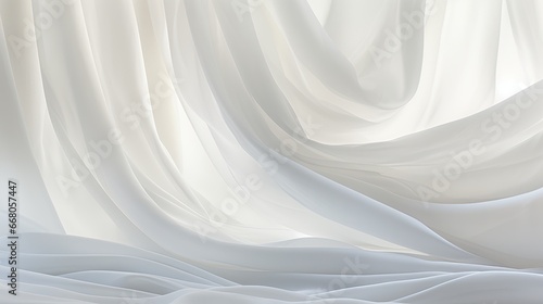 Image of white sheer curtains billowing in the breeze.