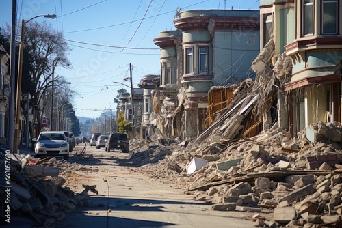 Powerful earthquake, showcasing the devastating impact of seismic forces on structures and environments