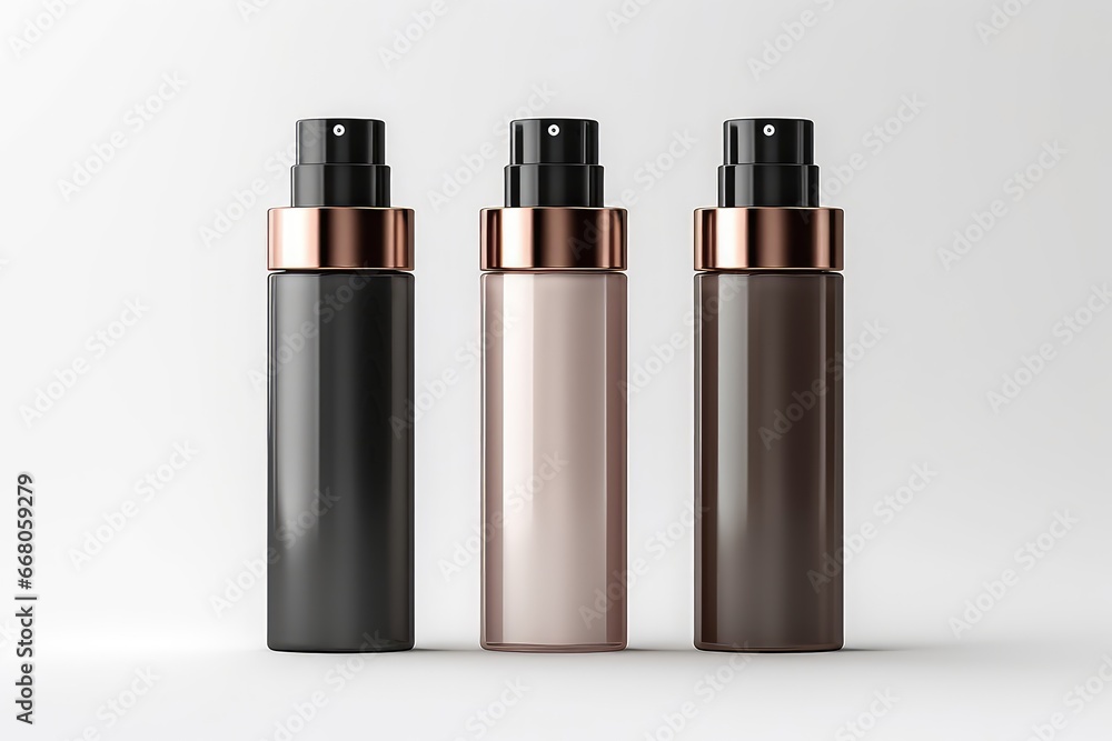 Minimalistic Cosmetics Bottles Stand Out On White Background Minimalistic Cosmetics Bottles Stand Out On White Background