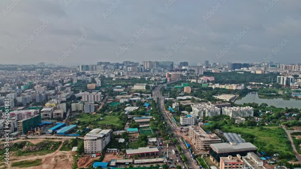 hitech city aerial view drone establishing shot 4k. hyderabad, telangana, india hitech city aerial view drone establishing shot 4k. hyderabad, telangana, india