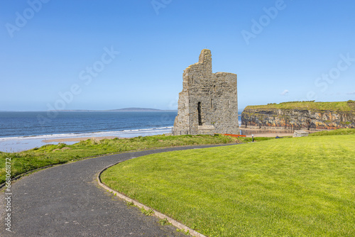 Ballybunion, Ireland - October 1 2023 "Wild Atlantic Way Scenic Road Ballybunion Castle and Beach"