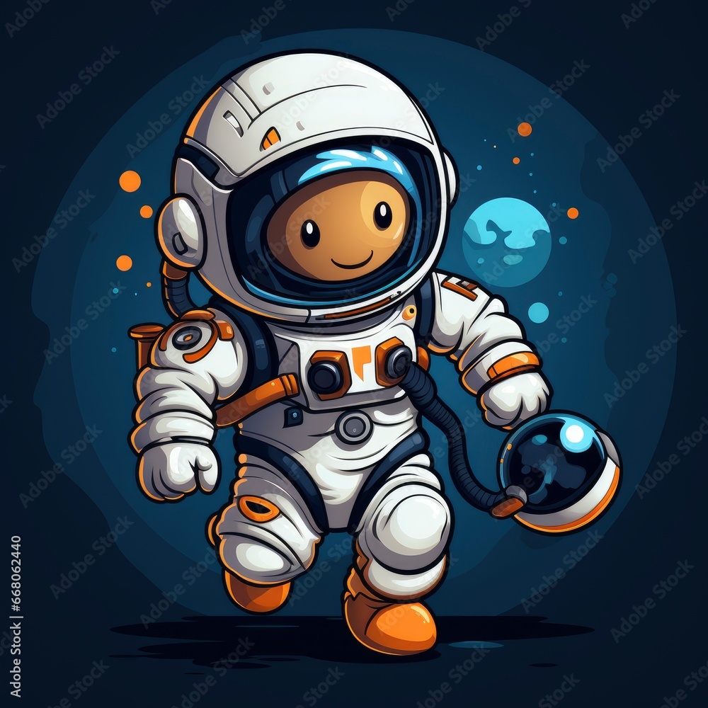Astronaut Playing Soccer ,Cartoon Illustration, For Printing Astronaut Playing Soccer ,Cartoon Illustration, For Printing