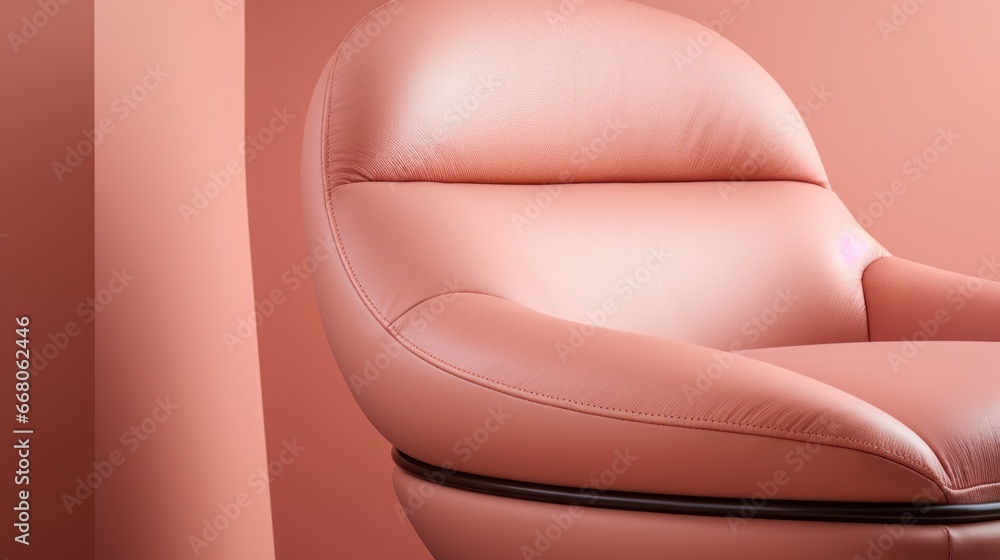 Closeup of muted pink lounge chair. Modern minimalist home living room interior. materials for furniture finishing Closeup of muted pink lounge chair. Modern minimalist home living room interior. materials for furniture finishing