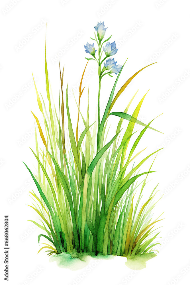 Fototapeta premium grass watercolor clipart cute isolated on white background