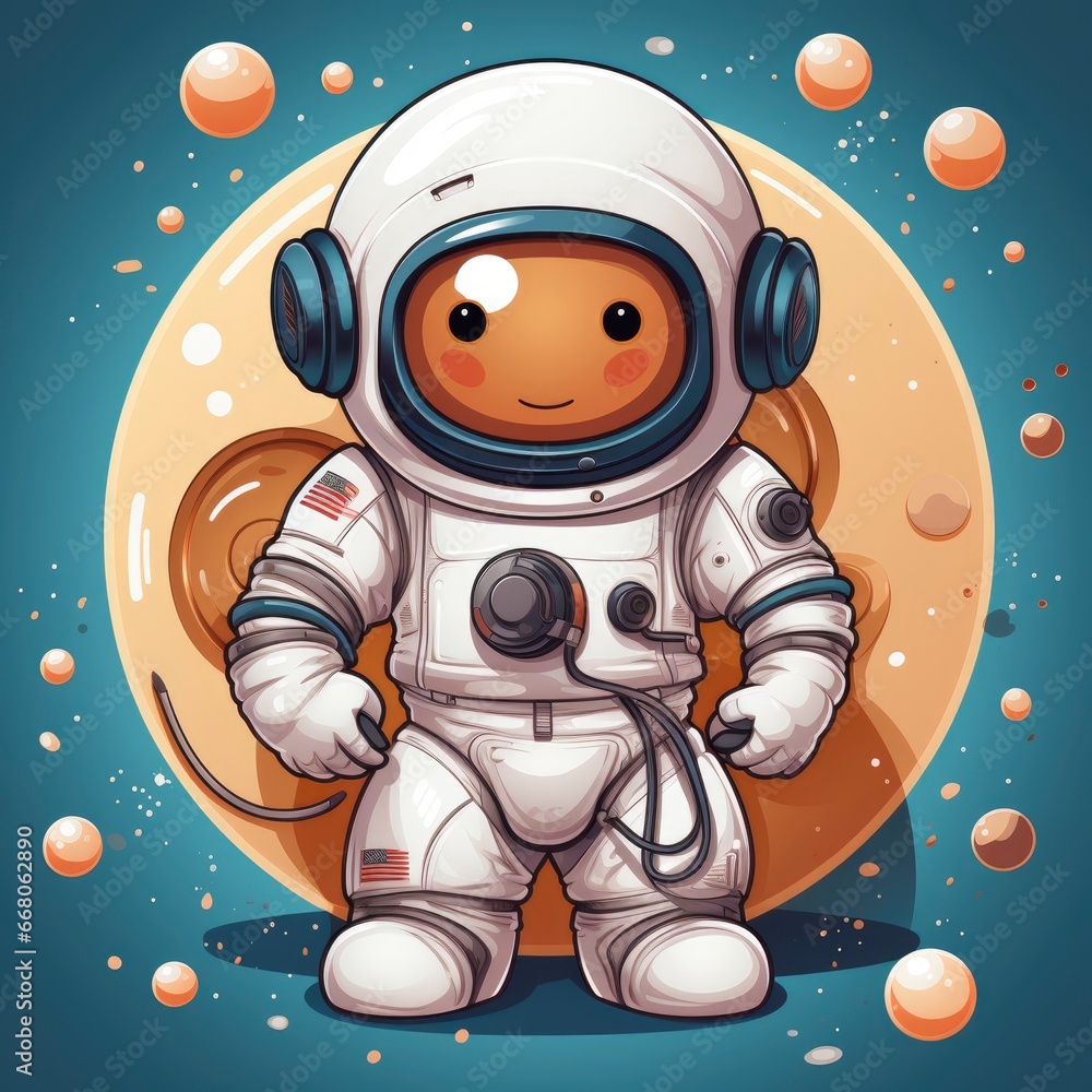 Astronaut With DoughnutIcon,Cartoon Illustration, For Printing Astronaut With DoughnutIcon,Cartoon Illustration, For Printing