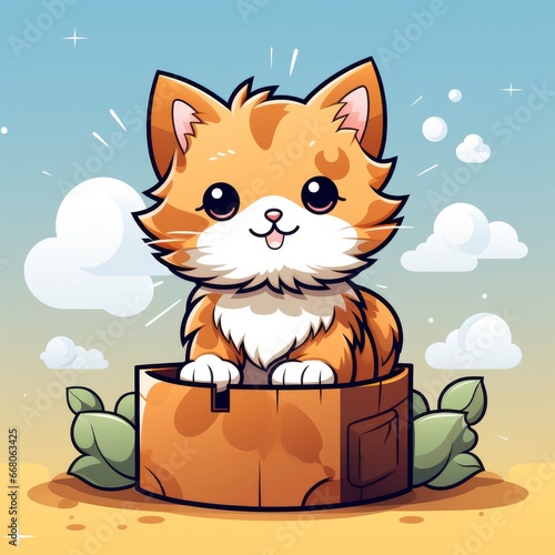 Cat BoxIcon Illustration Animal,Cartoon Illustration, For Printing photo