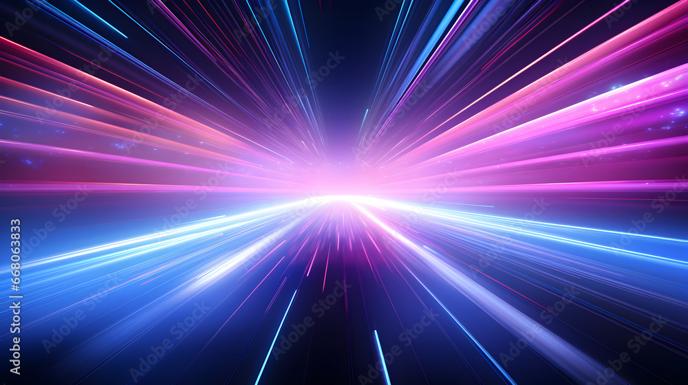 Abstract high speed background with rays and light particles in neon color palette. Data transfer concept. Abstract high speed background with rays and light particles in neon color palette. Data transfer concept.