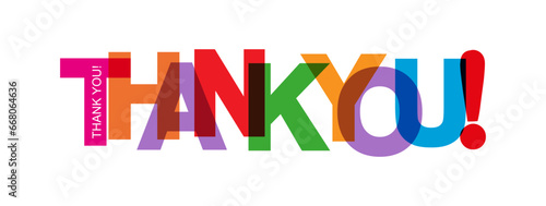 Colored lettering THANK you! for decoration and design