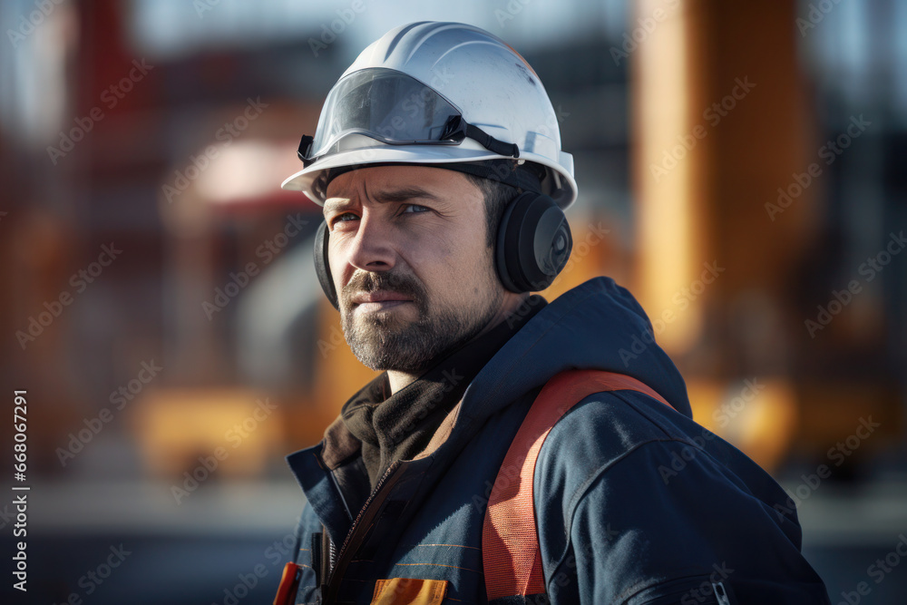 Portrait of man, oil gas refinery industry factory worker Portrait of man, oil gas refinery industry factory worker