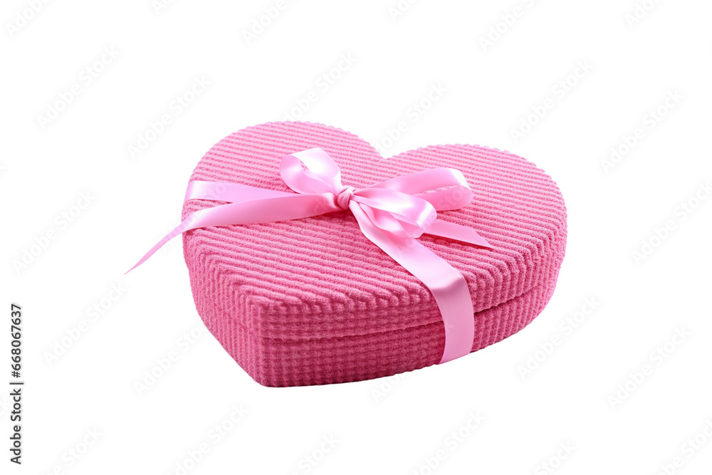 pink gift box for valentine day in the form of a heart, isolated on white PNG pink gift box for valentine day in the form of a heart, isolated on white PNG