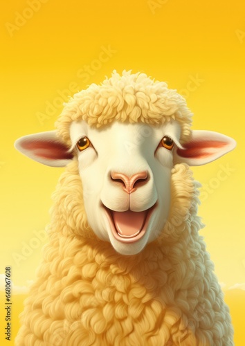 Cute sheep animal cool illustration. Generative Ai