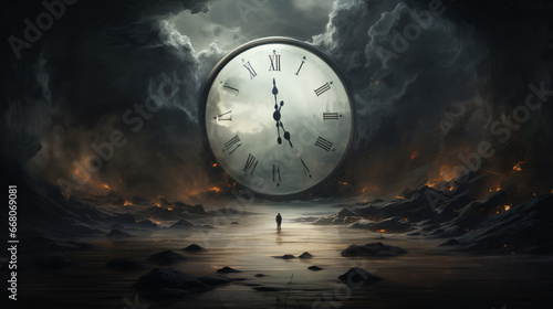 Wallpaper Mural Horror clock in dark water horizont Torontodigital.ca