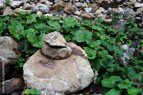 rock balancing. Balanced placement of stones. the art of balance