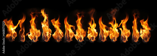Realistic Fire texture on black background