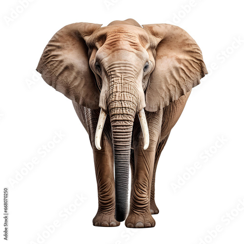 Elephant PNG. Elephant isolated PNG. Elephant with big tusks looking into the camera PNG. African wildlife
