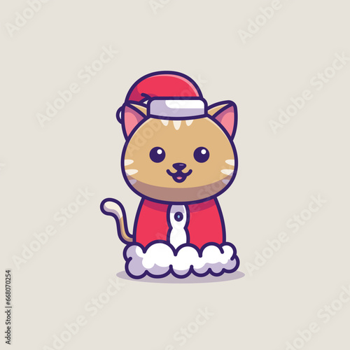Cute cat christmas costume simple cartoon vector illustration christmas concept icon isolated