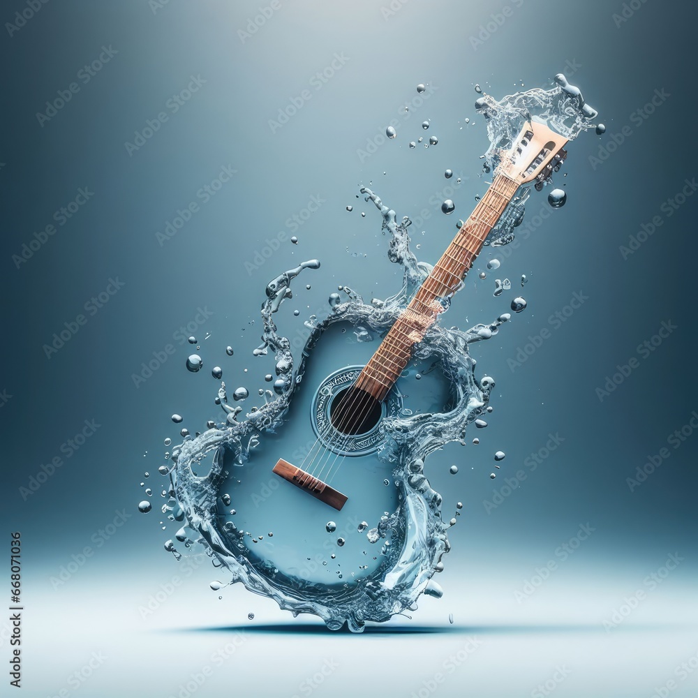 Guitar and water splash background for social media