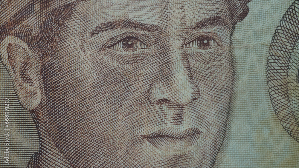 Old money. Yugoslavian money. Old paper money. Josip Broz Tito - obrazy, fototapety, plakaty 