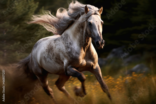 The white horse ran very fast © robi