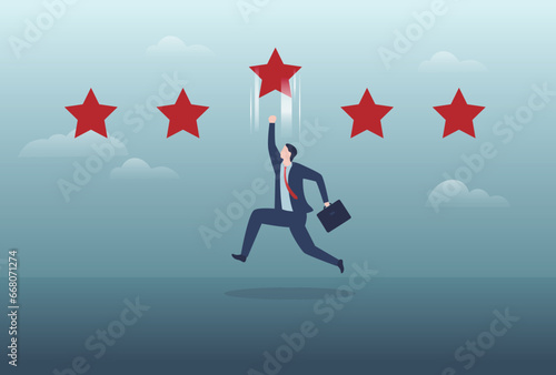 Customer reviews. People rate, online comment, recommend and give 5 stars. Positive feedback, client satisfaction concepts. Smartphone, mobile phone with testimonials on screen. Modern flat design.