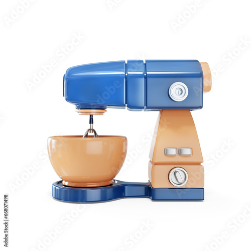 3D render cartoon kitchen stand mixer icon isolated on a white background