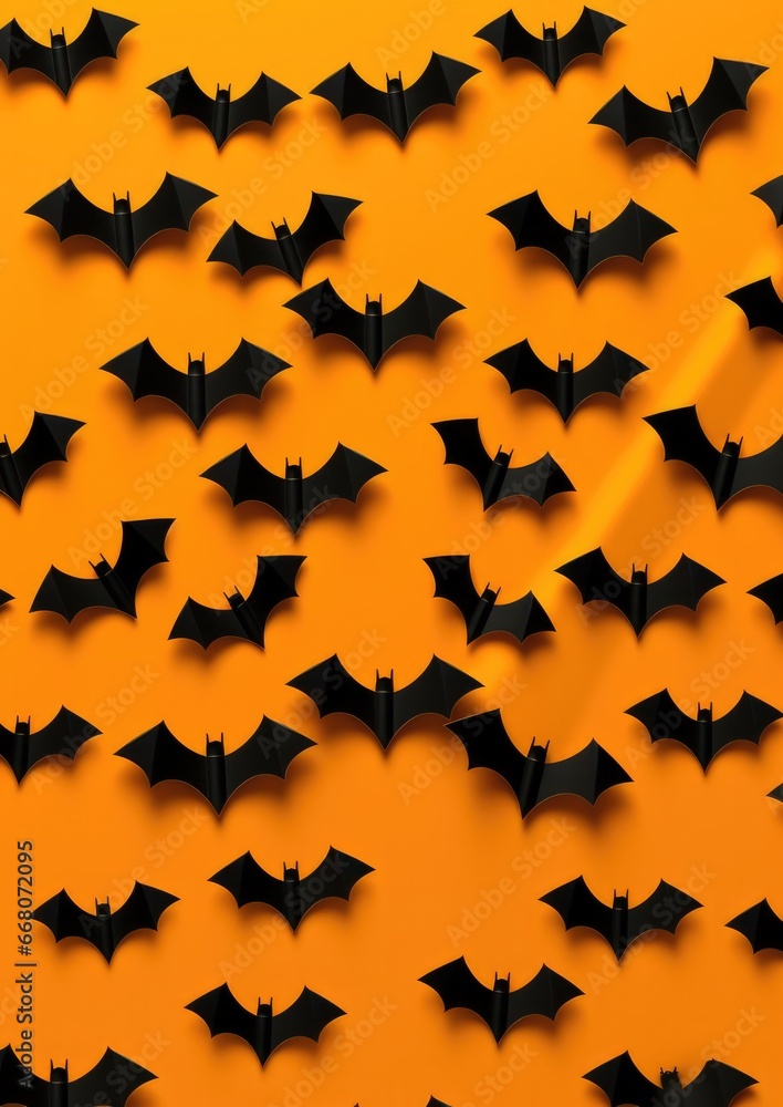 Halloween wallpaper with scary forest pumpkins and bats, american saints-day. Generative Ai. Halloween wallpaper with scary forest pumpkins and bats, american saints-day. Generative Ai.