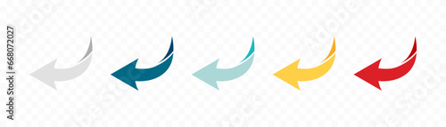 Arrow icon set. Colored arrow symbols. Arrow of different types. Arrow isolated vector graphic elements.