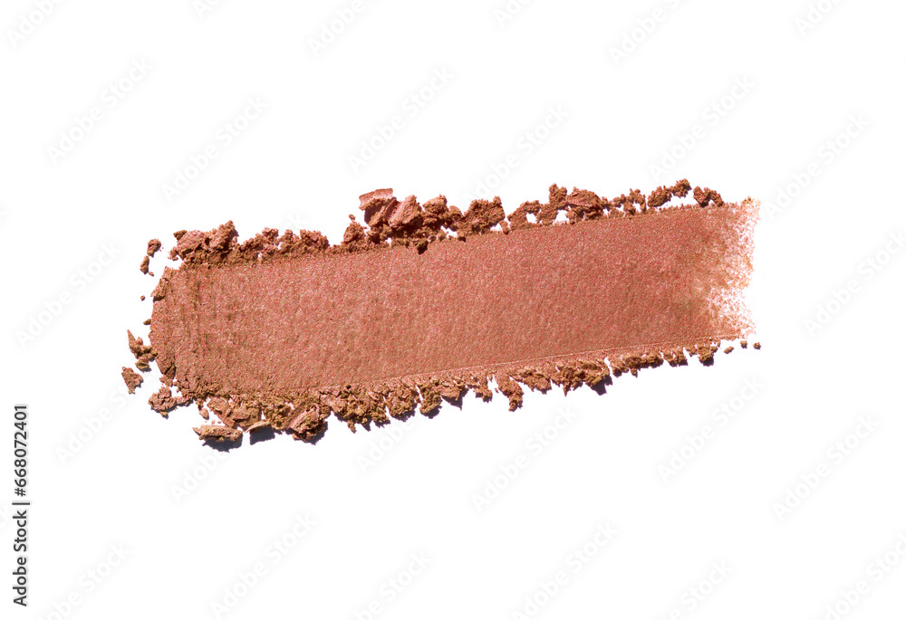 Eye shadow or bronzer neutral chocolate brown nude smudge white isolated background Eye shadow or bronzer neutral chocolate brown nude smudge white isolated background