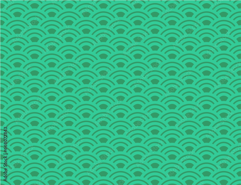 Chinese seamless pattern, oriental light green  background. Vector illustration. Japanese wave seamless pattern.