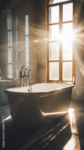 Serene Spa Moments  Marble Tub in Light