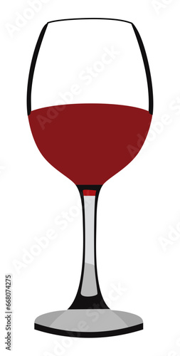 Goblet glass of red wine flat color vector illustration logo, on transparent