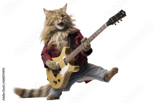 Funny rockstar cat guitarist