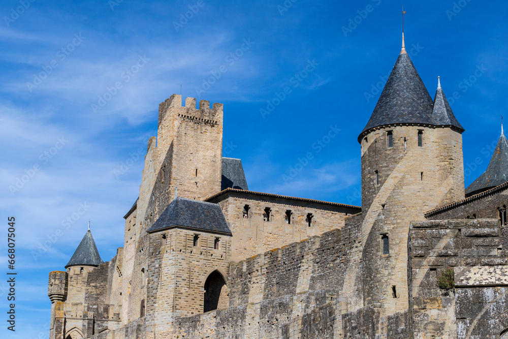 Ancient and well preserved fortress of Carcasson, France