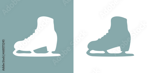 Logo winter sports. Silueta de patín para hielo. Bota para patinaje sobre hielo