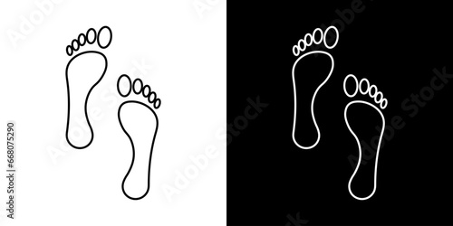 Human foot step different vector icon. Footprint barefoot and footwear illustration.
