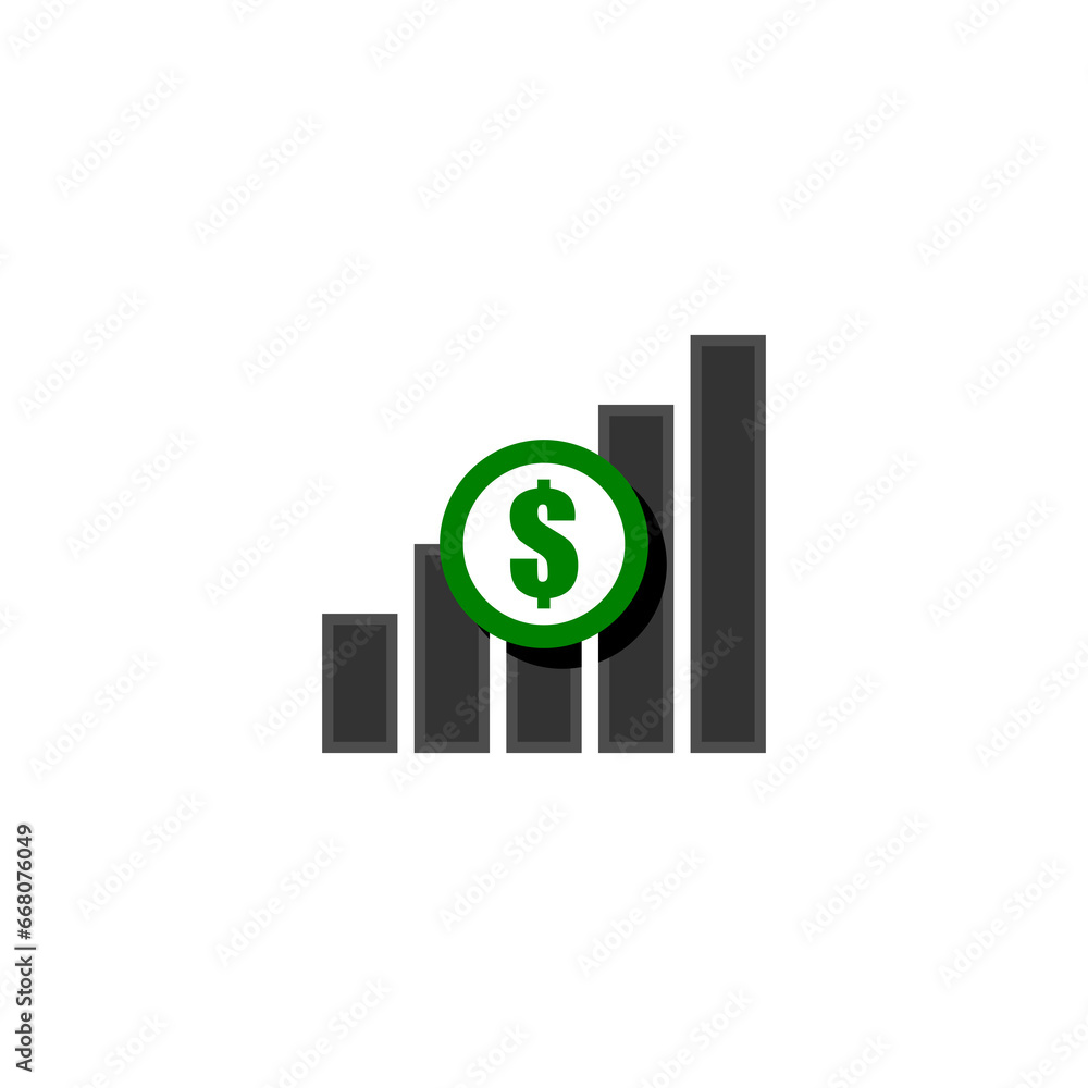 Dollar increase icon isolated on transparent background Dollar increase icon isolated on transparent background
