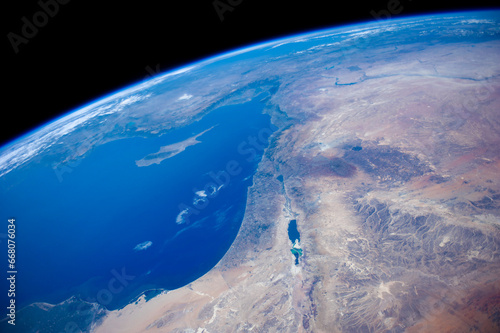 Stunning Satellite View of Israel, Lebanon, Gaza Strip, Turkey's Southeast Coast, and Cyprus Island from space. Elements of this image furnished by NASA photo