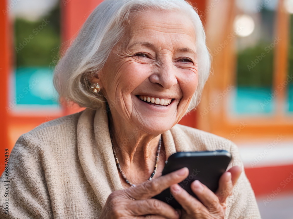 senior woman with mobile phone. happy smiling face senior woman with mobile phone. happy smiling face