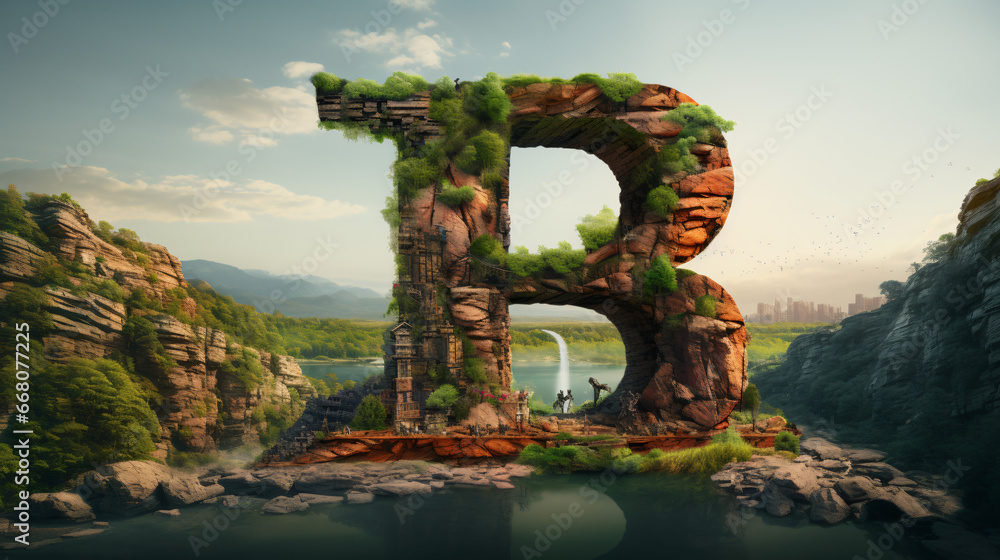 Fototapeta premium Djungle Floral Letter B