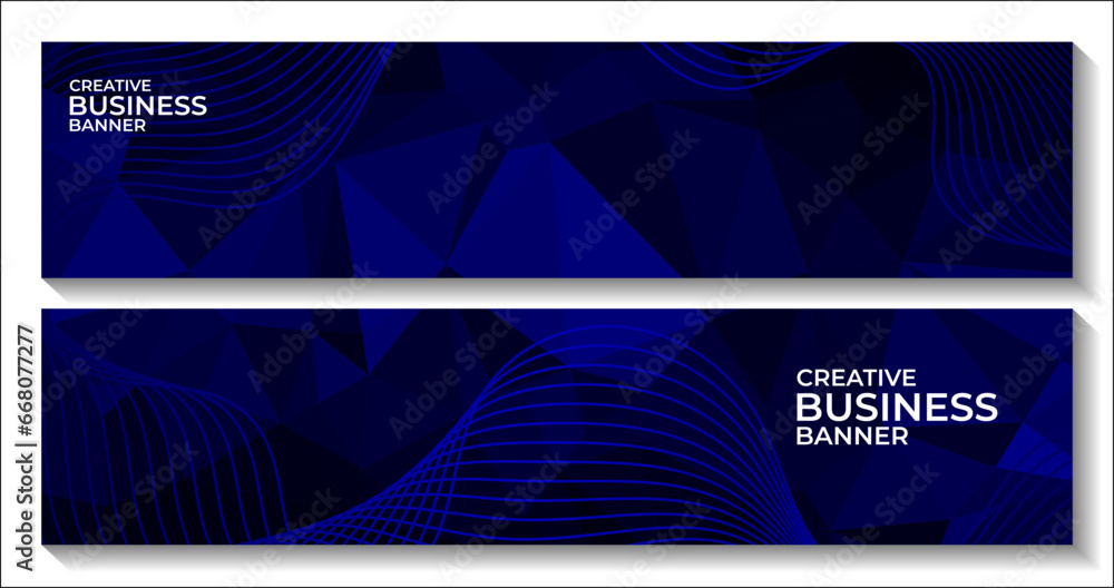 set of banners abstract blue triangles background with lines - obrazy, fototapety, plakaty 
